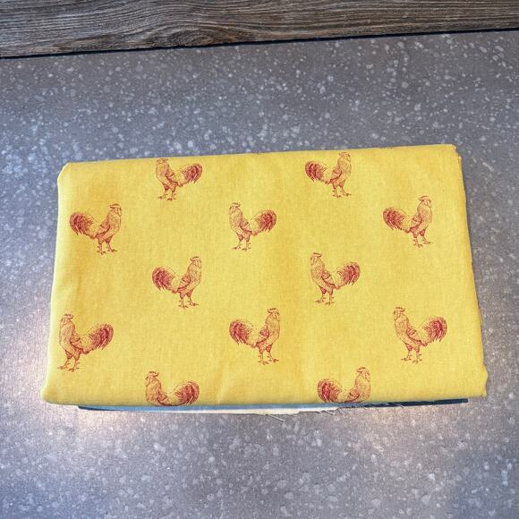 None and/or Unknown Other - Rooster Chicken Cotton Canvas Fabric Gold Yellow Sewing Crafting 142" L x 58" W